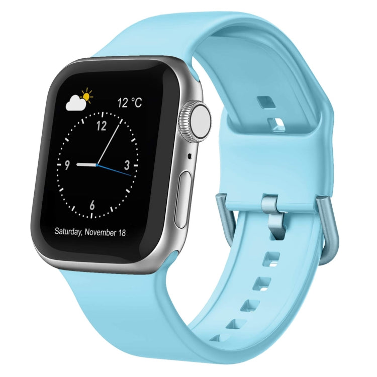 For Apple Watch Series 7 45mm Pin Buckle Silicone Watch Band(Light Blue) - free shipping - PMC TechLife - Order now!
