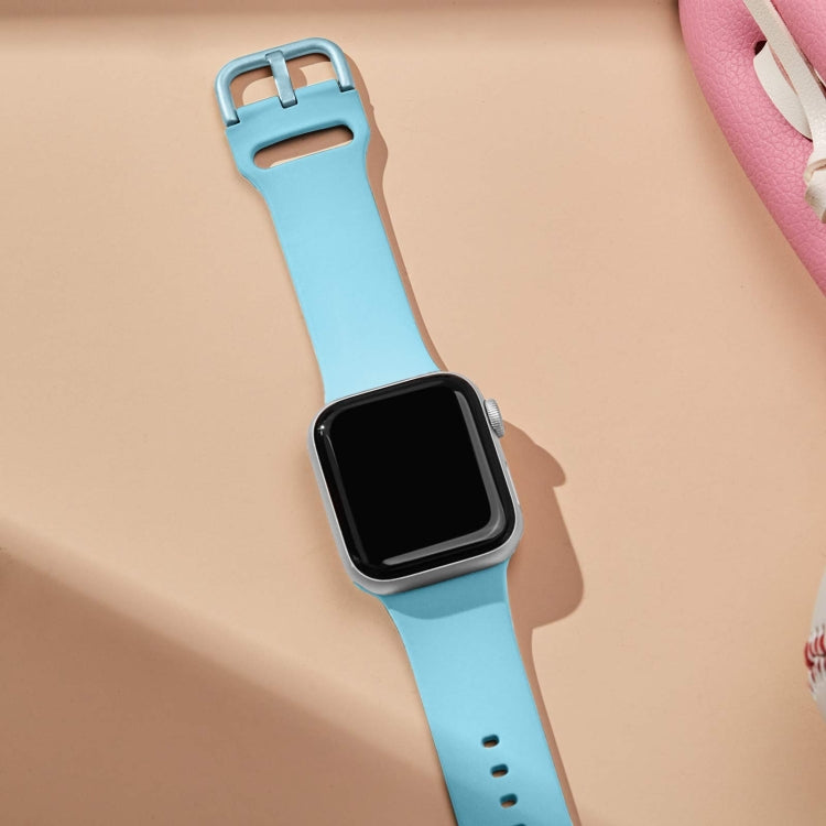 For Apple Watch Series 7 45mm Pin Buckle Silicone Watch Band(Light Blue) - free shipping - PMC TechLife - Order now!