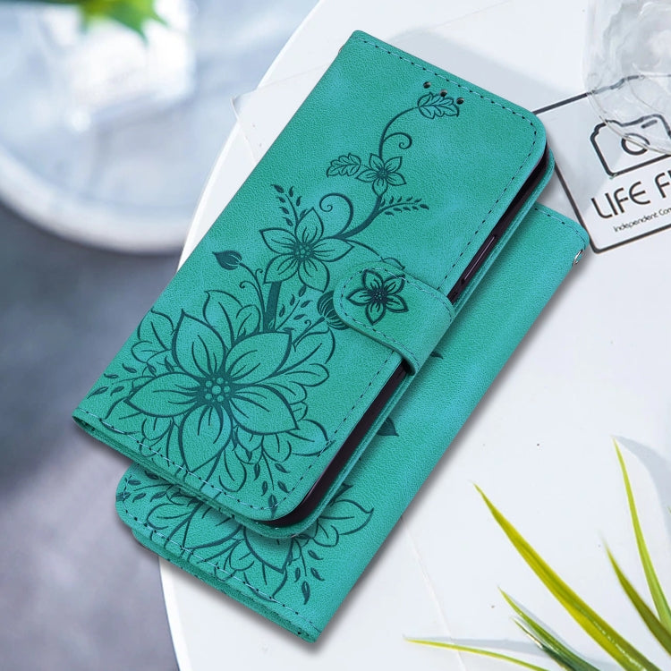 For Tecno Spark 20 Pro+ 4G Lily Embossed Leather Phone Case(Green) - Tecno Cases by PMC TechLife | Online Shopping South Africa | PMC TechLife | Buy Now Pay Later Mobicred