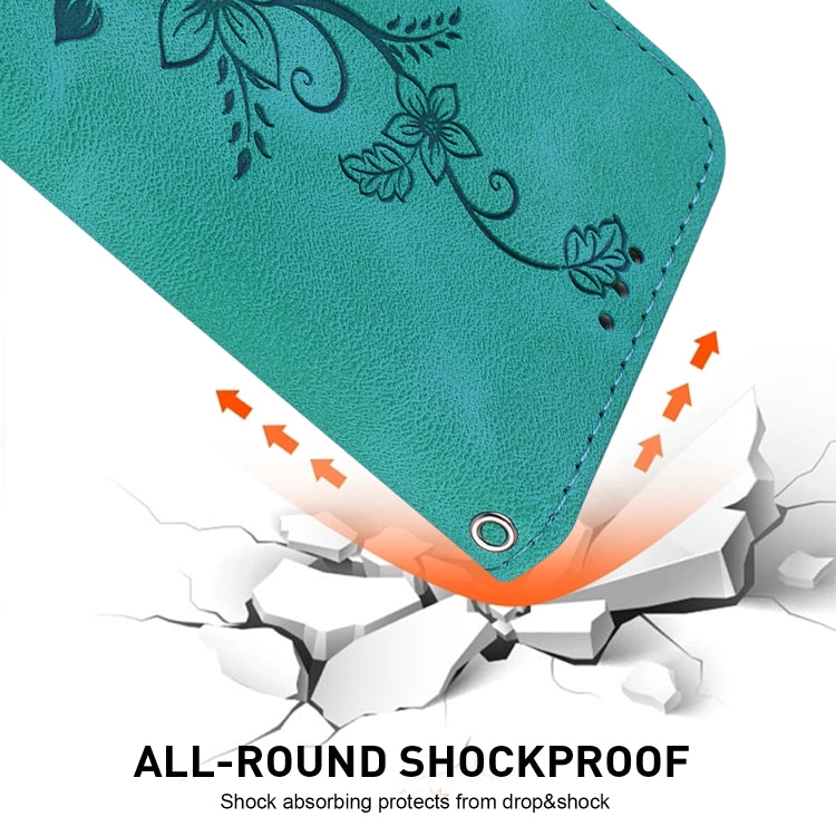 For Tecno Spark 20 Pro+ 4G Lily Embossed Leather Phone Case(Green) - Tecno Cases by PMC TechLife | Online Shopping South Africa | PMC TechLife | Buy Now Pay Later Mobicred