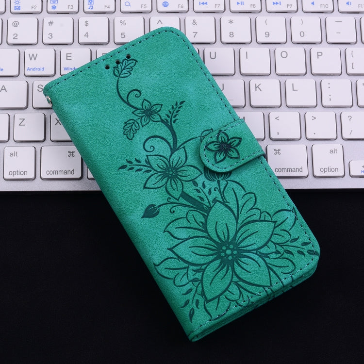 For Motorola Edge 50 Pro Lily Embossed Leather Phone Case(Green) - Motorola Cases by PMC TechLife | Online Shopping South Africa | PMC TechLife | Buy Now Pay Later Mobicred