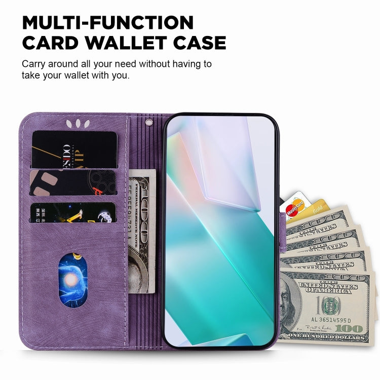 For iPhone 16 Plus Little Tiger Embossed Leather Phone Case(Purple) - iPhone 16 Plus Cases by PMC Jewellery | Online Shopping South Africa | PMC Jewellery | Buy Now Pay Later Mobicred