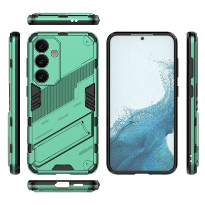 For Samsung Galaxy S24 5G Punk Armor 2 in 1 PC + TPU Shockproof Phone Case with Invisible Holder(Green) - Galaxy S24 5G Cases by PMC Jewellery | Online Shopping South Africa | PMC Jewellery