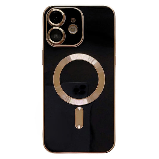 For iPhone 12 Magsafe Plating TPU Phone Case with Lens Film(Black) - iPhone 12 / 12 Pro Cases by PMC Jewellery | Online Shopping South Africa | PMC Jewellery