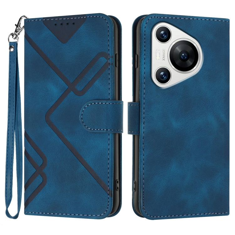 For Huawei Pura 70 Line Pattern Skin Feel Leather Phone Case(Royal Blue) - Huawei Cases by PMC Jewellery | Online Shopping South Africa | PMC Jewellery | Buy Now Pay Later Mobicred