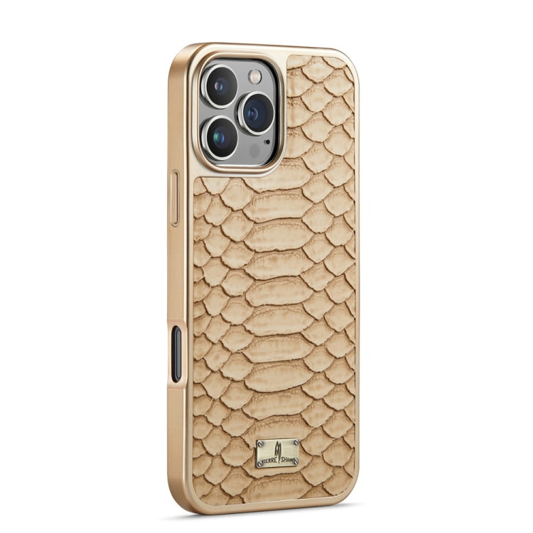 For iPhone 16 Pro Max Fierre Shann Python Texture Electroplating PU Phone Case(White) - free shipping - PMC Jewellery - Order now!
