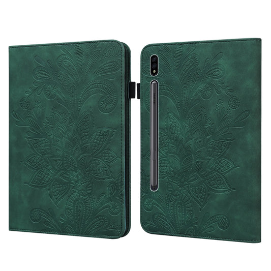 For Samsung Galaxy Tab S9 Lace Flower Embossing Pattern Leather Tablet Case(Green) - Galaxy Tab S9 Cases by PMC Jewellery | Online Shopping South Africa | PMC Jewellery | Buy Now Pay Later Mobicred