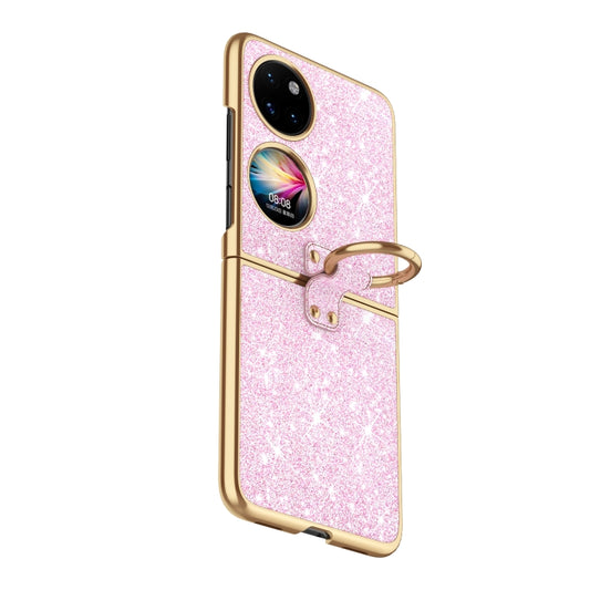 For Huawei P50 Pocket Plating Gradient Color Glitter Phone Case With Ring Holder(Pink) - Huawei Cases by PMC Jewellery | Online Shopping South Africa | PMC Jewellery | Buy Now Pay Later Mobicred