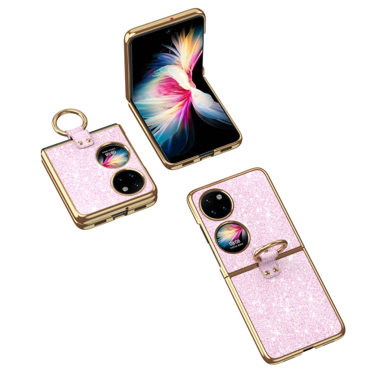 For Huawei P50 Pocket Plating Gradient Color Glitter Phone Case With Ring Holder(Pink) - Huawei Cases by PMC TechLife | Online Shopping South Africa | PMC TechLife | Buy Now Pay Later Mobicred