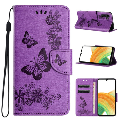 For Samsung Galaxy A15 Butterfly Embossed Flip Leather Phone Case(Purple) - Galaxy Phone Cases by PMC Jewellery | Online Shopping South Africa | PMC Jewellery