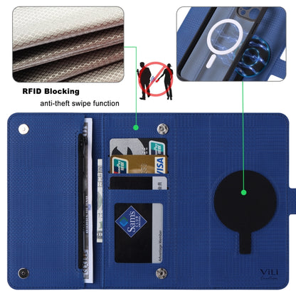 For iPhone 13 Pro Max ViLi GHB Series MagSafe Magnetic Zipper Leather Phone Case(Blue) - iPhone 13 Pro Max Cases by ViLi | Online Shopping South Africa | PMC Jewellery | Buy Now Pay Later Mobicred