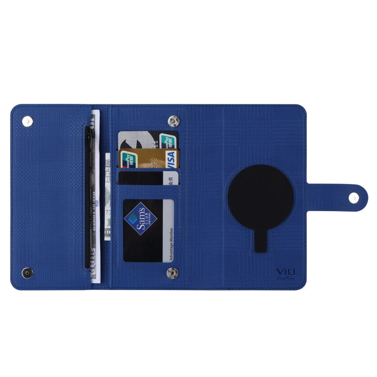 For iPhone 15 Plus ViLi GHB Series MagSafe Magnetic Zipper Leather Phone Case(Blue) - iPhone 15 Plus Cases by ViLi | Online Shopping South Africa | PMC Jewellery | Buy Now Pay Later Mobicred