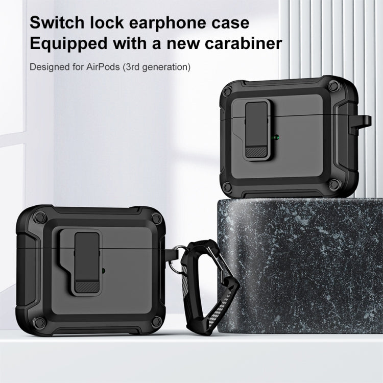 For AirPods 3 TPU + PC Wireless Bluetooth Earphone Protective Case with Switch Lock & Hook(Red) - For AirPods 3 by PMC Jewellery | Online Shopping South Africa | PMC Jewellery | Buy Now Pay Later Mobicred
