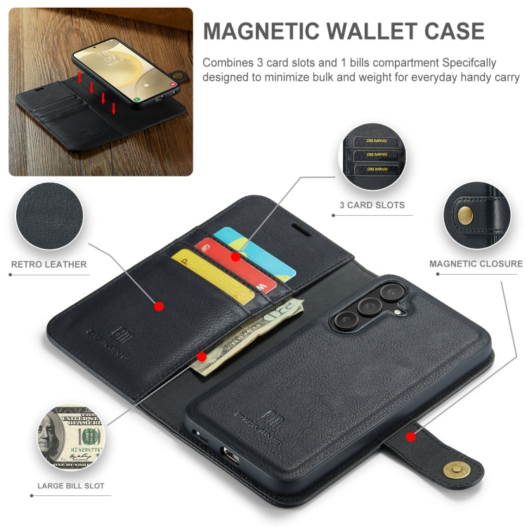 For Samsung Galaxy S24+ 5G DG.MING Crazy Horse Texture Detachable Magnetic Leather Case(Black) - Galaxy S24+ 5G Cases by DG.MING | Online Shopping South Africa | PMC Jewellery | Buy Now Pay Later Mobicred