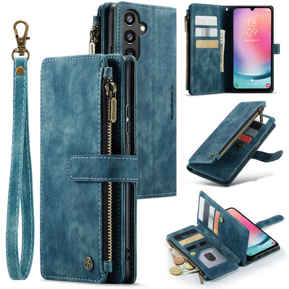 For Samsung Galaxy A24 4G CaseMe C30 Card Slots Zipper Wallet Leather Phone Case(Blue) - Galaxy Phone Cases by CaseMe | Online Shopping South Africa | PMC Jewellery | Buy Now Pay Later Mobicred