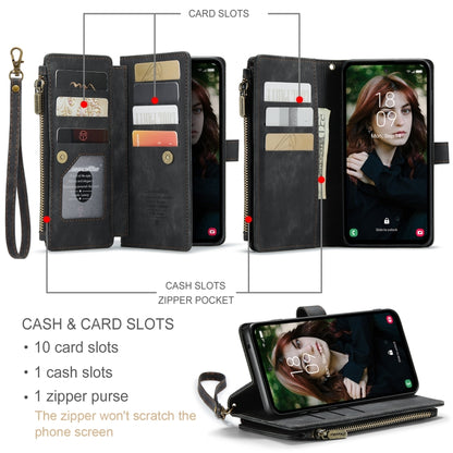 For Samsung Galaxy S23 FE CaseMe C30 Card Slots Zipper Wallet Leather Phone Case(Black) - Galaxy S23 FE 5G Cases by CaseMe | Online Shopping South Africa | PMC Jewellery | Buy Now Pay Later Mobicred