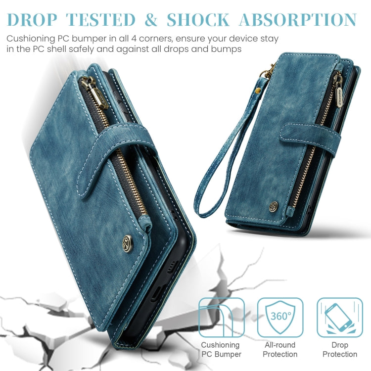 For Samsung Galaxy S23 FE CaseMe C30 Card Slots Zipper Wallet Leather Phone Case(Blue) - free shipping - PMC Jewellery - Order now!