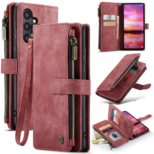 For Samsung Galaxy S24 5G CaseMe C30 Card Slots Zipper Wallet Leather Phone Case(Red) - Galaxy S24 5G Cases by CaseMe | Online Shopping South Africa | PMC Jewellery | Buy Now Pay Later Mobicred