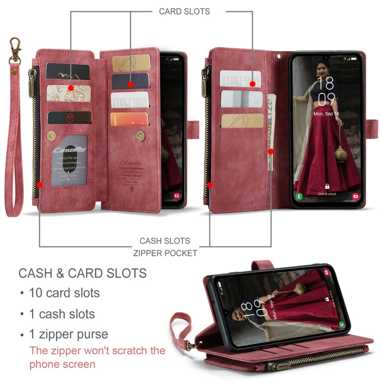 For Samsung Galaxy A15 CaseMe C30 Card Slots Zipper Wallet Leather Phone Case(Red) - Galaxy Phone Cases by CaseMe | Online Shopping South Africa | PMC Jewellery | Buy Now Pay Later Mobicred