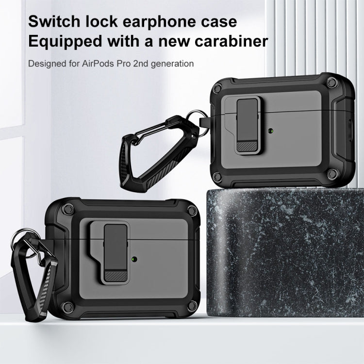 For AirPods Pro 2 TPU + PC Wireless Bluetooth Earphone Protective Case with Switch Lock & Hook(Grey) - free shipping - PMC Jewellery - Order now!