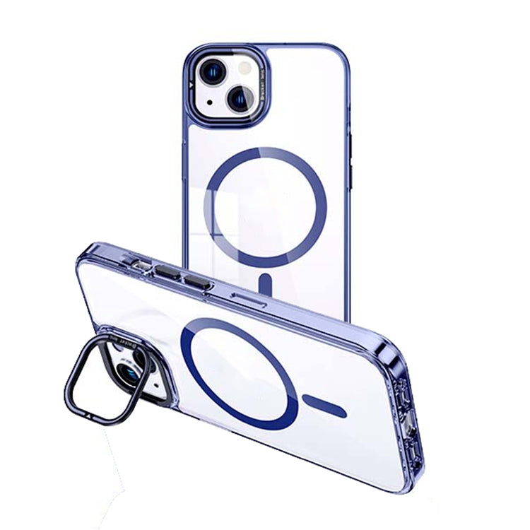 For iPhone 15 Plus MagSafe Magnetic Invisible Holder Transparent Phone Case(Blue) - iPhone 15 Plus Cases by PMC TechLife | Online Shopping South Africa | PMC TechLife