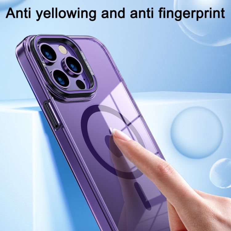 For iPhone 15 Plus MagSafe Magnetic Invisible Holder Transparent Phone Case(Blue) - iPhone 15 Plus Cases by PMC TechLife | Online Shopping South Africa | PMC TechLife
