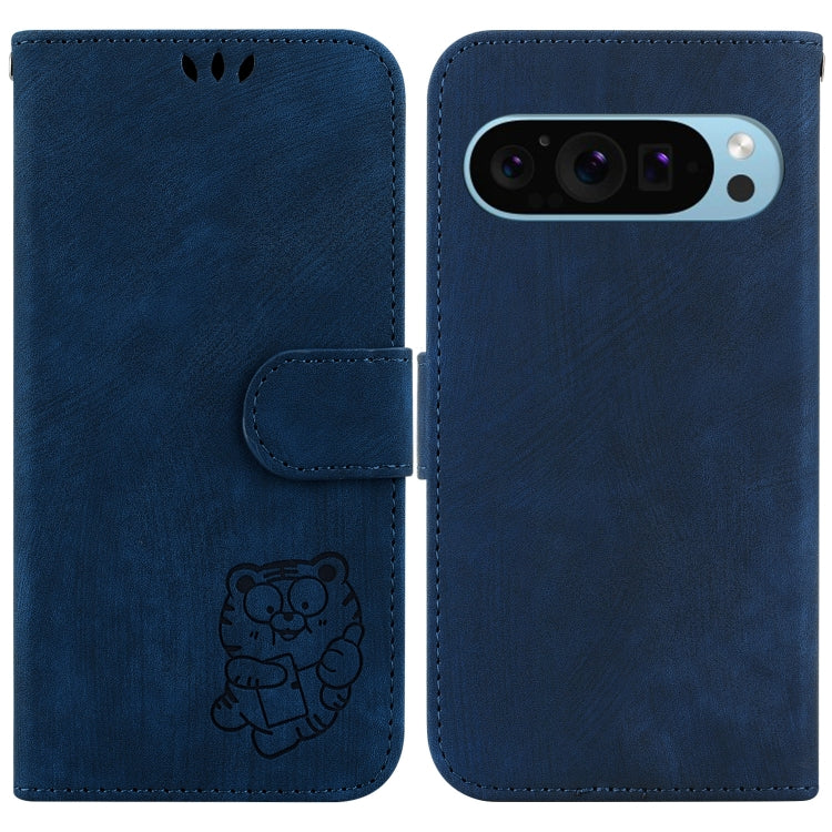 For Google Pixel 9 Pro Little Tiger Embossed Leather Phone Case(Dark Blue) - Google Cases by PMC TechLife | Online Shopping South Africa | PMC TechLife | Buy Now Pay Later Mobicred