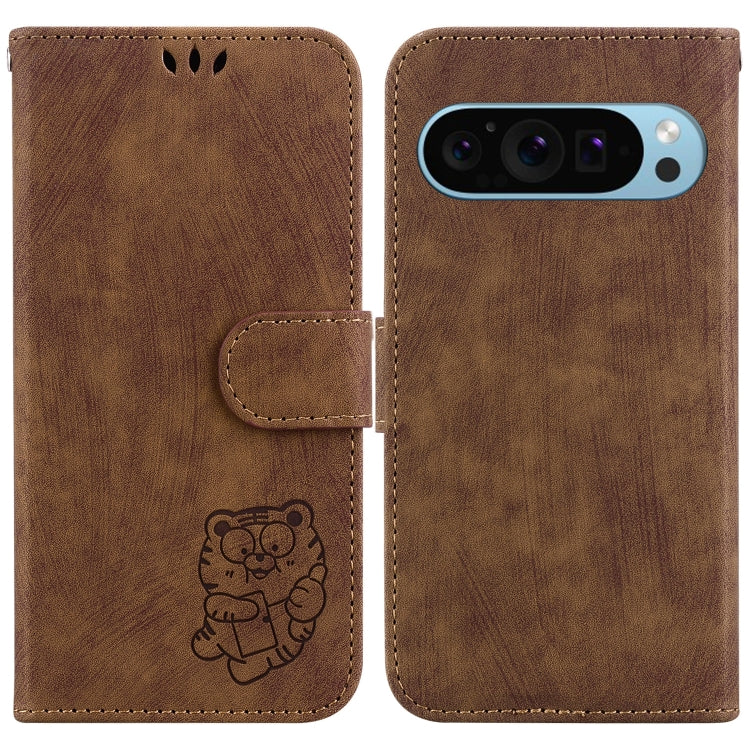 For Google Pixel 9 Little Tiger Embossed Leather Phone Case(Brown) - Google Cases by PMC TechLife | Online Shopping South Africa | PMC TechLife | Buy Now Pay Later Mobicred