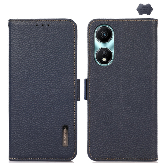 For Honor X5 Plus KHAZNEH Side-Magnetic Litchi Genuine Leather RFID Phone Case(Blue) - Honor Cases by PMC Jewellery | Online Shopping South Africa | PMC Jewellery | Buy Now Pay Later Mobicred