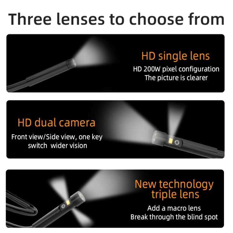 T23 7.9mm Three Lenses 7 inch Screen Industrial Endoscope, Spec:2m Tube - free shipping - PMC TechLife - Order now!