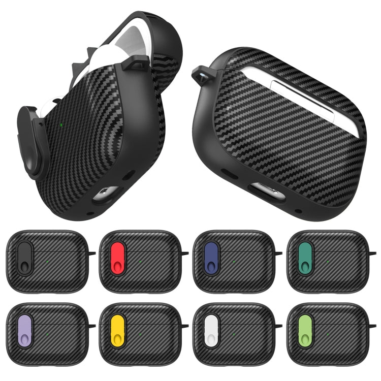 For AirPods Pro 2 Carbon Fiber Texture Wireless Earphones Case with Security Lock(White) - For AirPods Pro 2 by PMC TechLife | Online Shopping South Africa | PMC TechLife