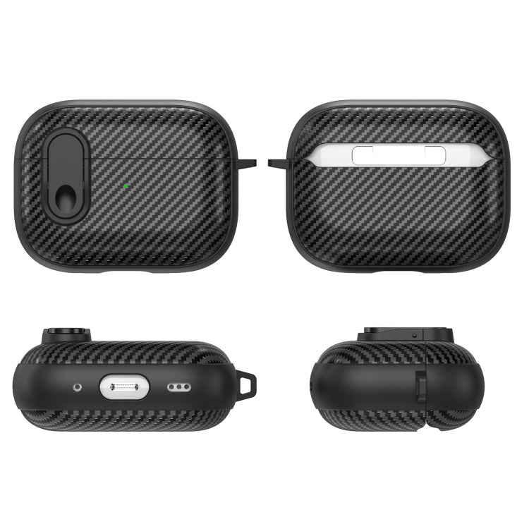For AirPods Pro 2 Carbon Fiber Texture Wireless Earphones Case with Security Lock(Green) - For AirPods Pro 2 by PMC Jewellery | Online Shopping South Africa | PMC Jewellery | Buy Now Pay Later Mobicred