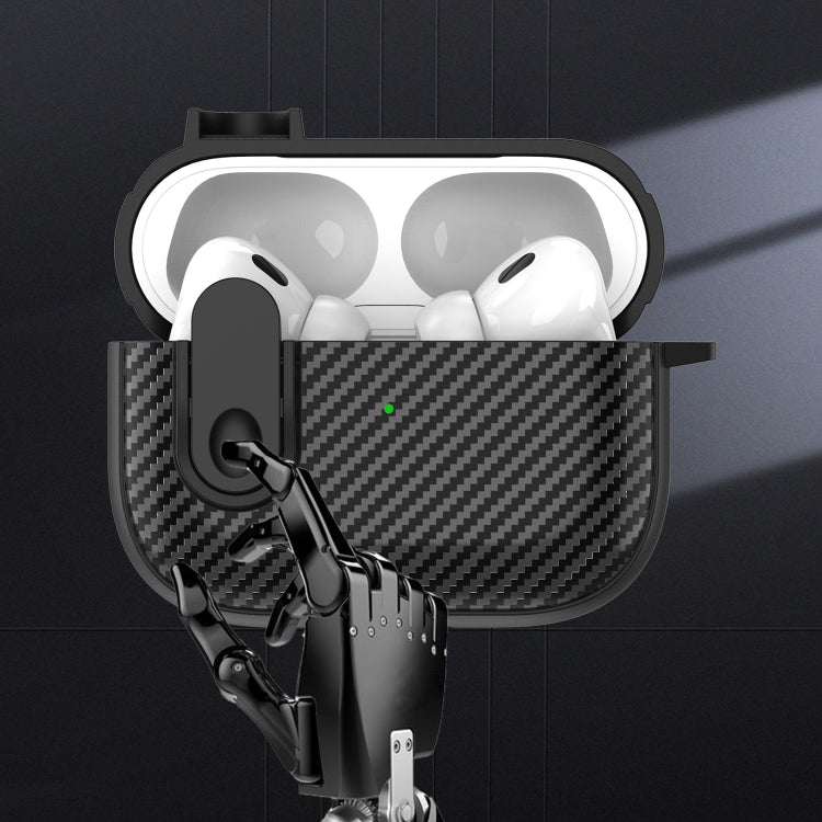 For AirPods 3 Carbon Fiber Texture Wireless Earphones Case with Security Lock(Dark Green) - For AirPods 3 by PMC Jewellery | Online Shopping South Africa | PMC Jewellery | Buy Now Pay Later Mobicred