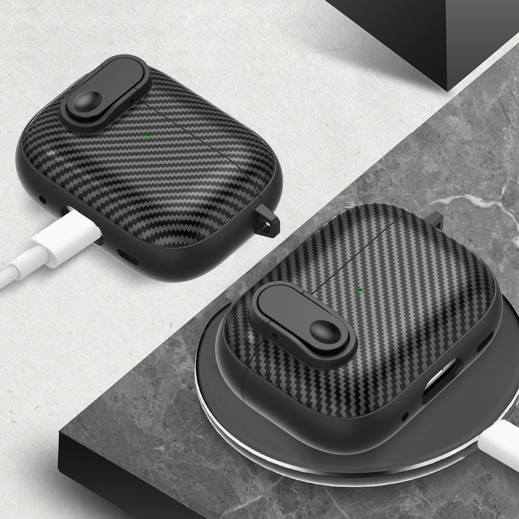 For AirPods Pro 2 Carbon Fiber Texture Wireless Earphones Case with Security Lock(White) - For AirPods Pro 2 by PMC TechLife | Online Shopping South Africa | PMC TechLife