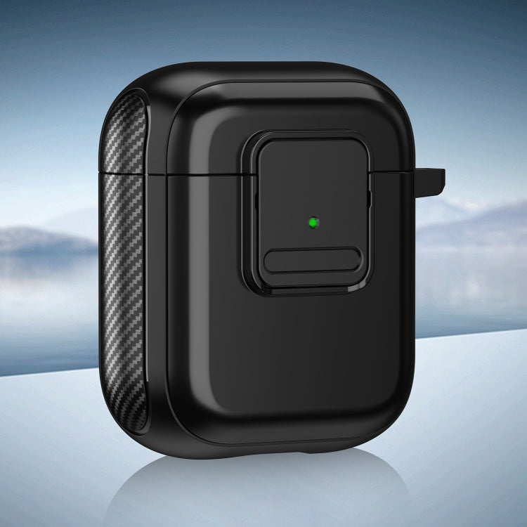 For AirPods 2 / 1 TPU + PC Wireless Earphones Case with Magnetic Switch(Black) - free shipping - PMC Jewellery - Order now!
