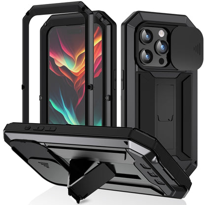 For iPhone 15 Pro Max R-JUST Sliding Camera Life Waterproof Holder Phone Case(Black) - iPhone 15 Pro Max Cases by R-JUST | Online Shopping South Africa | PMC Jewellery