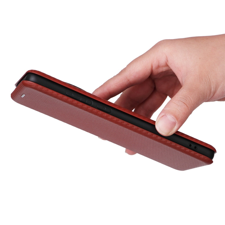 For OnePlus 12 Carbon Fiber Texture Flip Leather Phone Case(Brown) - OnePlus Cases by PMC TechLife | Online Shopping South Africa | PMC TechLife | Buy Now Pay Later Mobicred