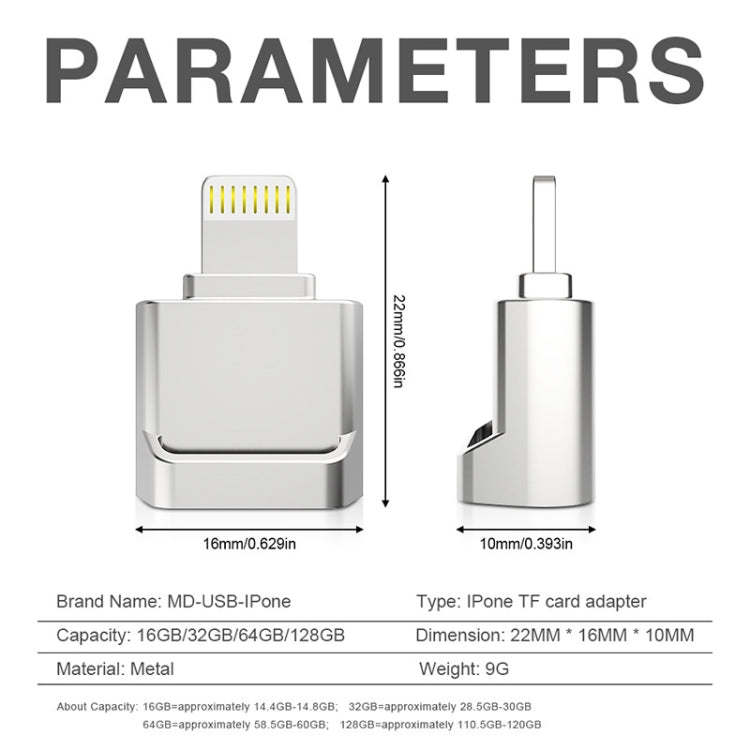 MicroDrive 8pin To TF Card Adapter Mini iPhone & iPad TF Card Reader, Capacity:64GB(Black) -  by MICRODRIVE | Online Shopping South Africa | PMC Jewellery | Buy Now Pay Later Mobicred