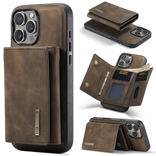 For iPhone 16 Pro DG.MING M1 Series 3-Fold Multi Card Wallet Leather Phone Case(Coffee) - iPhone 16 Pro Cases by DG.MING | Online Shopping South Africa | PMC Jewellery | Buy Now Pay Later Mobicred