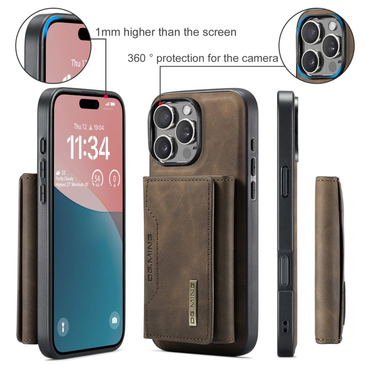 For iPhone 16 Pro DG.MING M2 Series 3-Fold Card Bag Wallet Leather Phone Case(Coffee) - free shipping - PMC Jewellery - Order now!