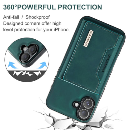 For iPhone 16 Plus DG.MING M2 Series 3-Fold Card Bag Wallet Leather Phone Case(Green) - iPhone 16 Plus Cases by DG.MING | Online Shopping South Africa | PMC Jewellery | Buy Now Pay Later Mobicred