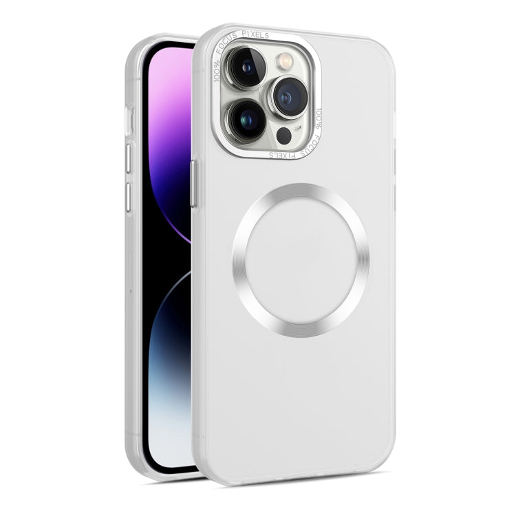 For iPhone 14 Pro Max CD Texture MagSafe Frosted Translucent Phone Case(White) - iPhone 14 Pro Max Cases by PMC Jewellery | Online Shopping South Africa | PMC Jewellery