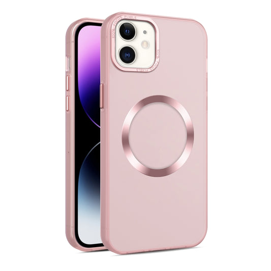 For iPhone 12 / 12 Pro CD Texture MagSafe Frosted Translucent Phone Case(Pink) - iPhone 12 / 12 Pro Cases by PMC Jewellery | Online Shopping South Africa | PMC Jewellery