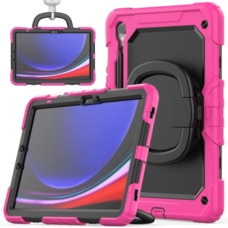 For Samsung Galaxy Tab S9 D Type Silicone Hybrid PC Tablet Case with Handle Holder(Rose Red) - free shipping - PMC Jewellery - Order now!