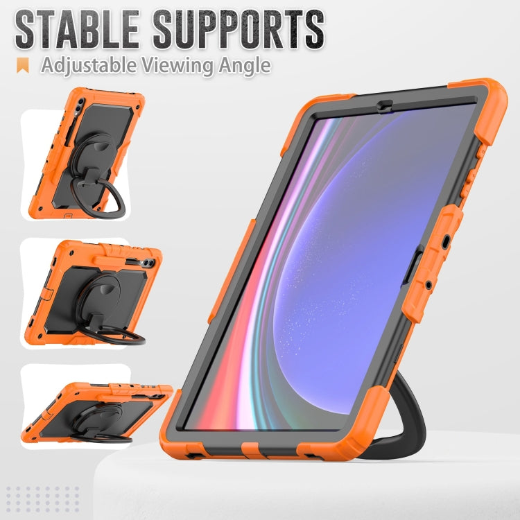 For Samsung Galaxy Tab S9+ / S10+ D Type Silicone Hybrid PC Tablet Case with Handle Holder(Orange) - Galaxy Tab S9+ Cases by PMC Jewellery | Online Shopping South Africa | PMC Jewellery | Buy Now Pay Later Mobicred