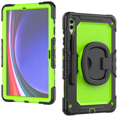 For Samsung Galaxy Tab S9+ / S10+ D Type Silicone Hybrid PC Tablet Case with Handle Holder(Yellow Green PC) - Galaxy Tab S9+ Cases by PMC Jewellery | Online Shopping South Africa | PMC Jewellery | Buy Now Pay Later Mobicred