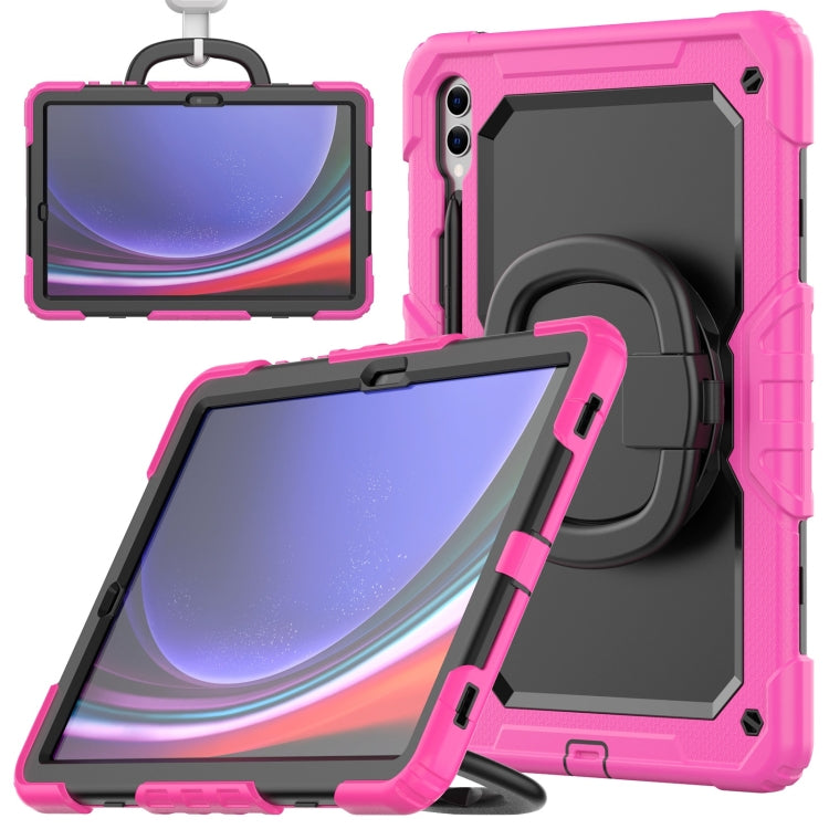 For Samsung Galaxy Tab S9+ / S10+ D Type Silicone Hybrid PC Tablet Case with Handle Holder(Rose Red) - Galaxy Tab S9+ Cases by PMC Jewellery | Online Shopping South Africa | PMC Jewellery | Buy Now Pay Later Mobicred