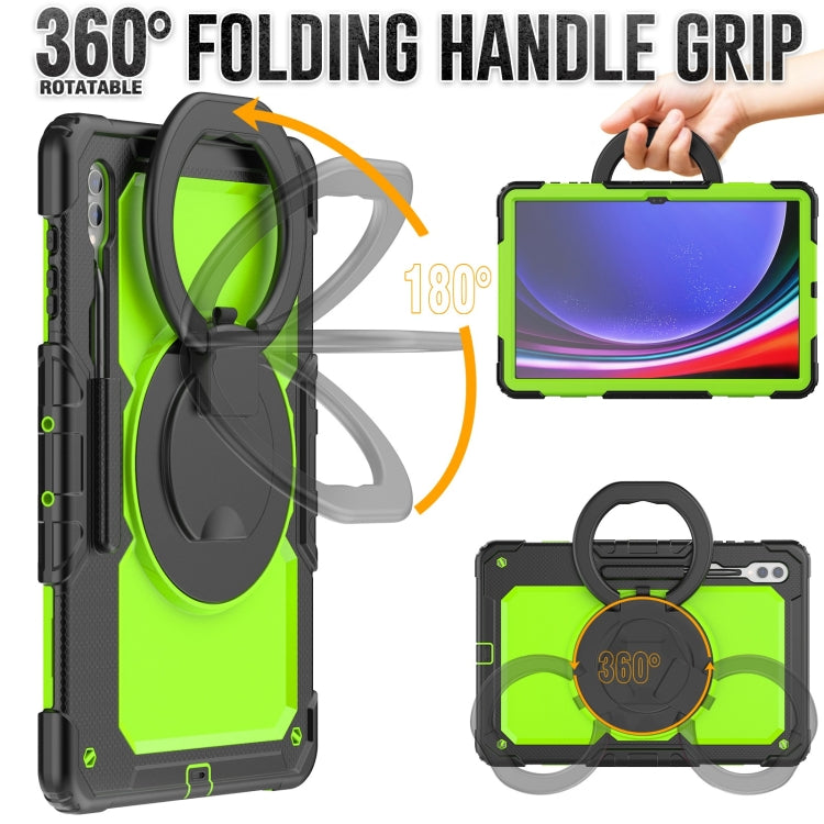 For Samsung Galaxy Tab S10 Ultra D Type Silicone Hybrid PC Tablet Case with Handle Holder(Yellow Green PC) - Galaxy Tab S9 Ultra Cases by PMC Jewellery | Online Shopping South Africa | PMC Jewellery | Buy Now Pay Later Mobicred