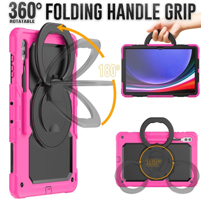 For Samsung Galaxy Tab S10 Ultra D Type Silicone Hybrid PC Tablet Case with Handle Holder(Rose Red) - Galaxy Tab S9 Ultra Cases by PMC Jewellery | Online Shopping South Africa | PMC Jewellery | Buy Now Pay Later Mobicred