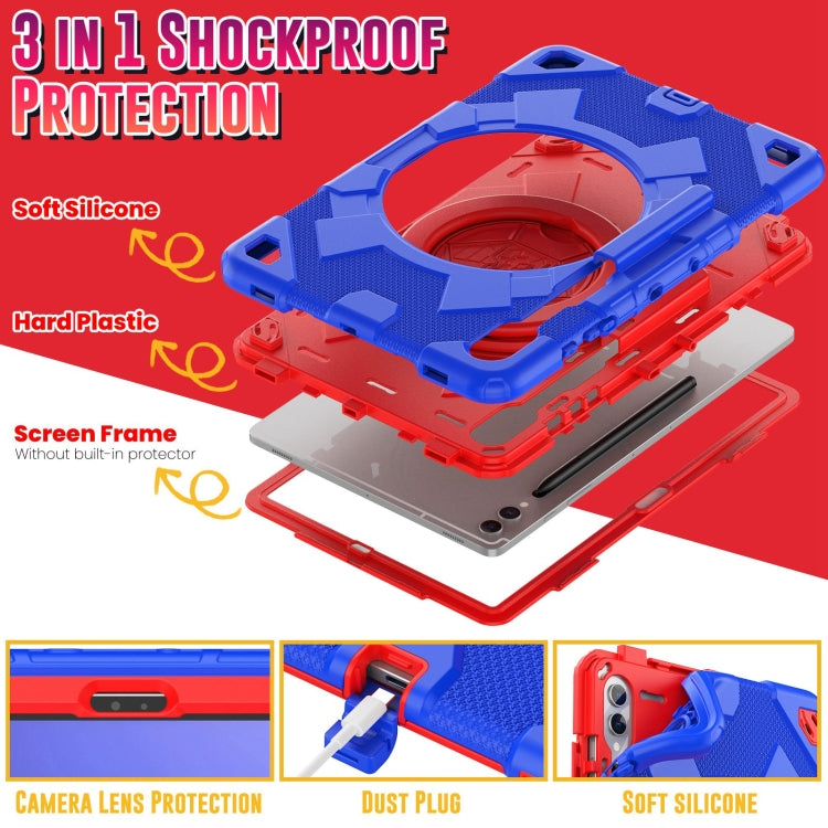 For Samsung Galaxy Tab S9+ / S10+ Spider Rotation Handle Silicone Hybrid PC Tablet Case(Red Blue) - Galaxy Tab S9+ Cases by PMC Jewellery | Online Shopping South Africa | PMC Jewellery | Buy Now Pay Later Mobicred